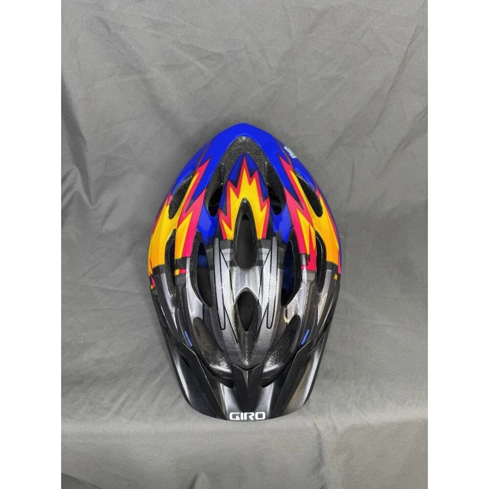 GIRO Flume Youth Cycling Helmet Blue Afterburner Flames *Hard To Find* Y2K Retro